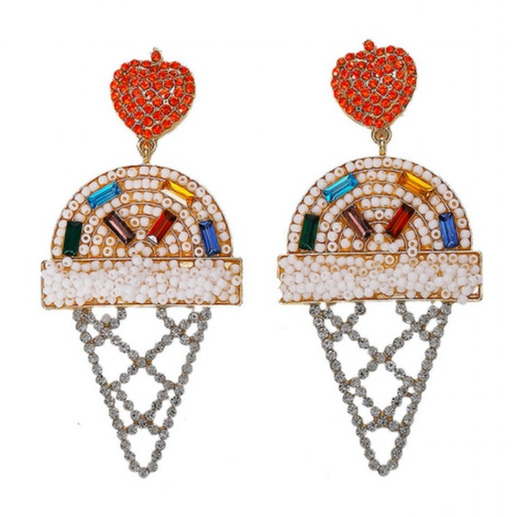 Crystal Ice Cream dangle Drop down  Earrings NEW - Picture 1 of 2